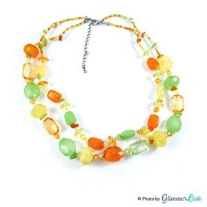 Vibrant Double Strand Fruit Salad Style Beaded Necklace